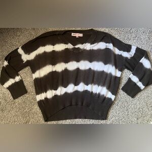 Crave Fame Olive and White Tie-Dye Sweater
